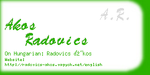 akos radovics business card